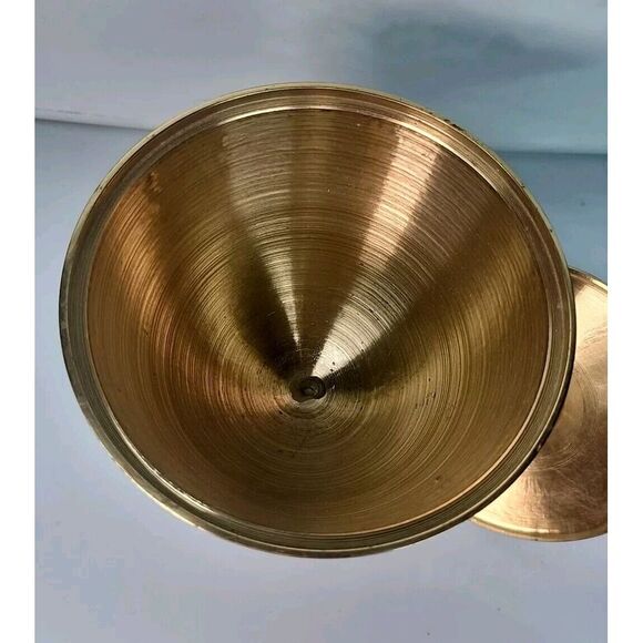 Bombay‎ Solid Brass Footed Urn Compote Jar w/ Lid 9.5" Ornate Detail 90s Vintage - Picture 6 of 10